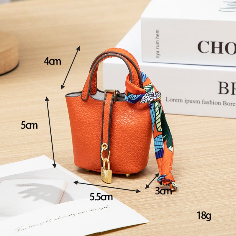 Mini Vegetable Basket Bag Pendant|Hanging Accessories High Quality Leather Car Keychain|Earphone Bag Pendant