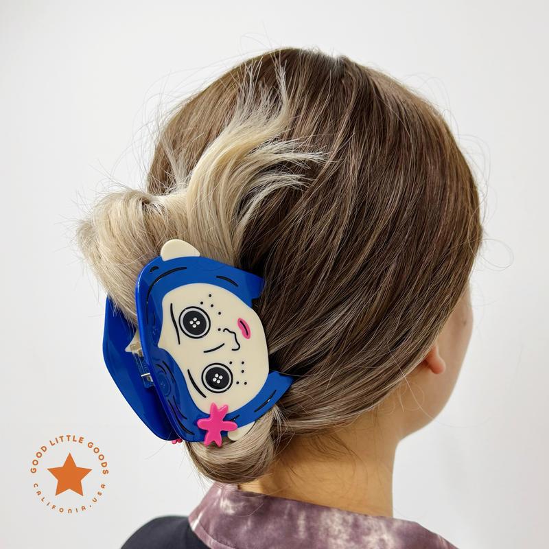 Button Eyes Hair Claw Clip