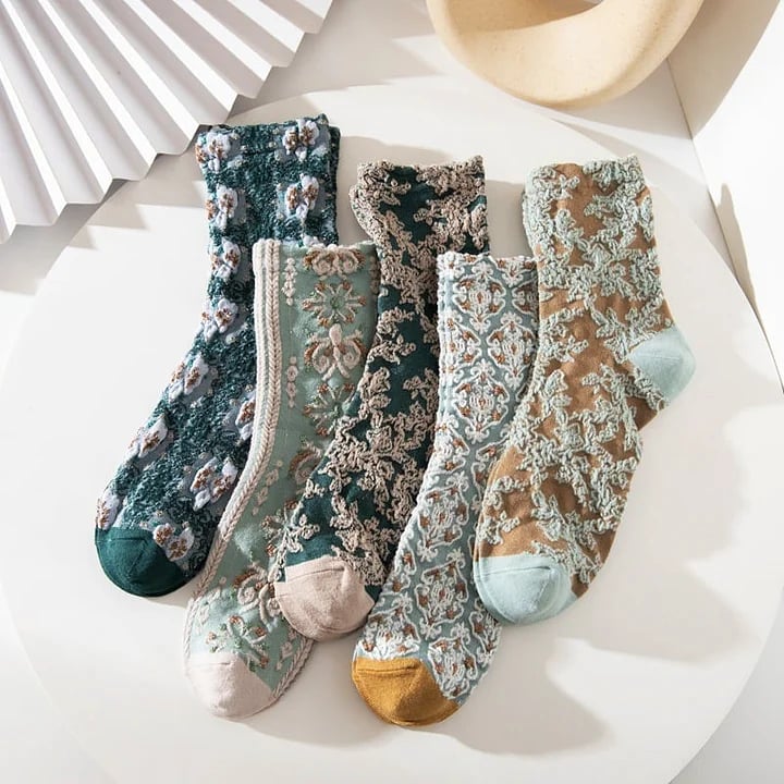 Women's Floral Cotton Socks(3 pairs)