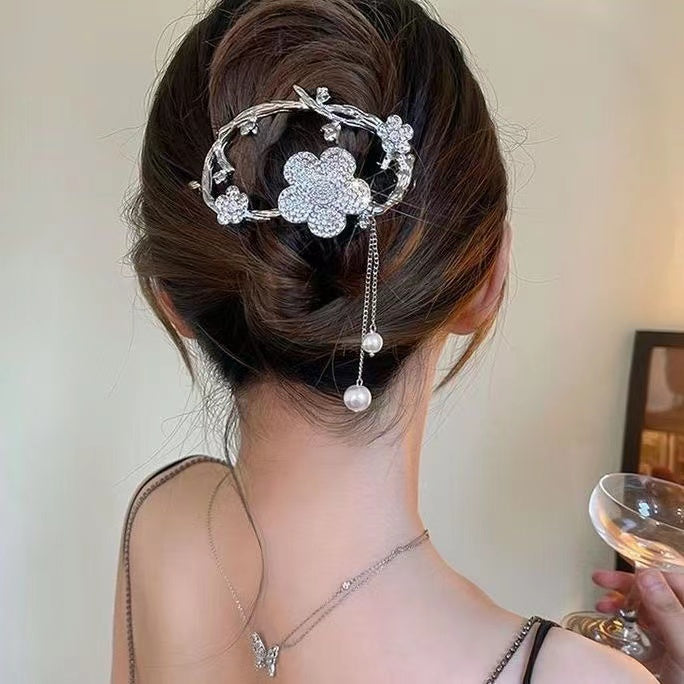 Unique Pearl Flower Tassel Pendant Hairpin