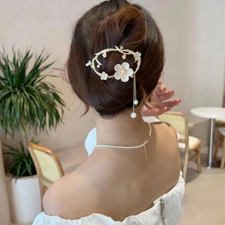 Unique Pearl Flower Tassel Pendant Hairpin