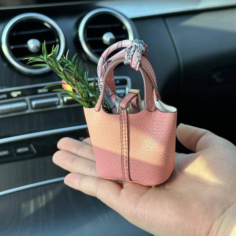 Mini Vegetable Basket Bag Pendant｜Hanging Accessories High Quality Leather Car Keychain｜Earphone Bag Pendant