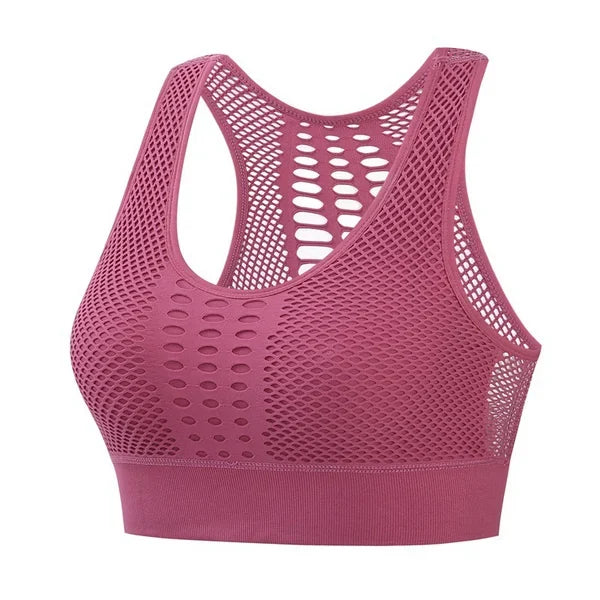 Shockproof push-up breathable mesh sports bra