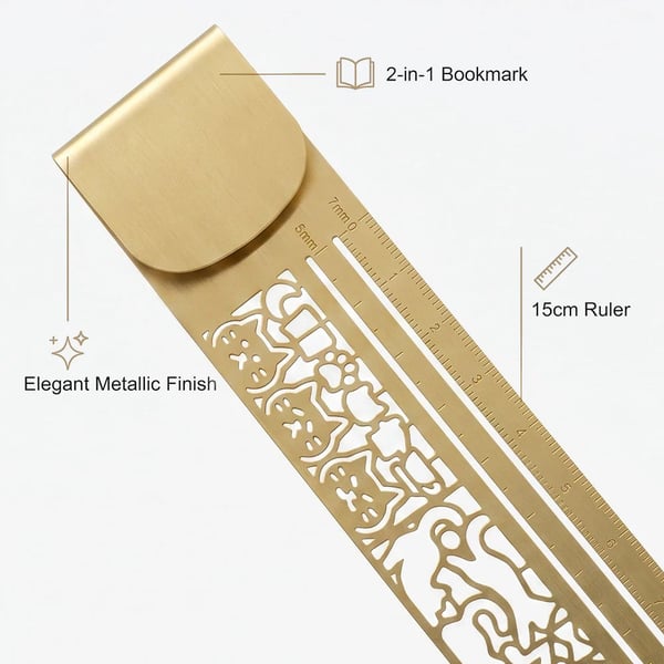 😻📏 Cat Lover’s 3-in-1 Metal Bookmark Ruler | Bookmark, Ruler & Coloring
