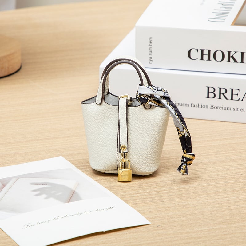 Mini Vegetable Basket Bag Pendant｜Hanging Accessories High Quality Leather Car Keychain｜Earphone Bag Pendant