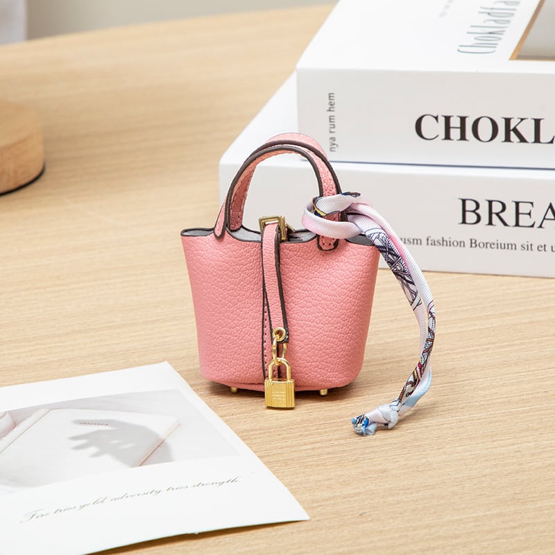 Mini Vegetable Basket Bag Pendant｜Hanging Accessories High Quality Leather Car Keychain｜Earphone Bag Pendant