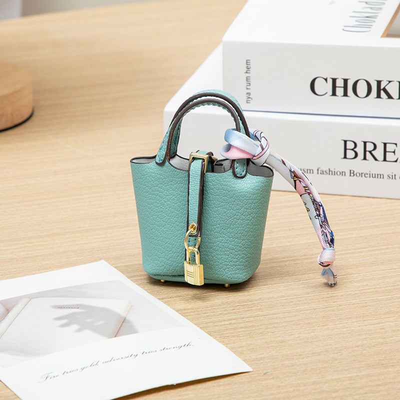Mini Vegetable Basket Bag Pendant｜Hanging Accessories High Quality Leather Car Keychain｜Earphone Bag Pendant