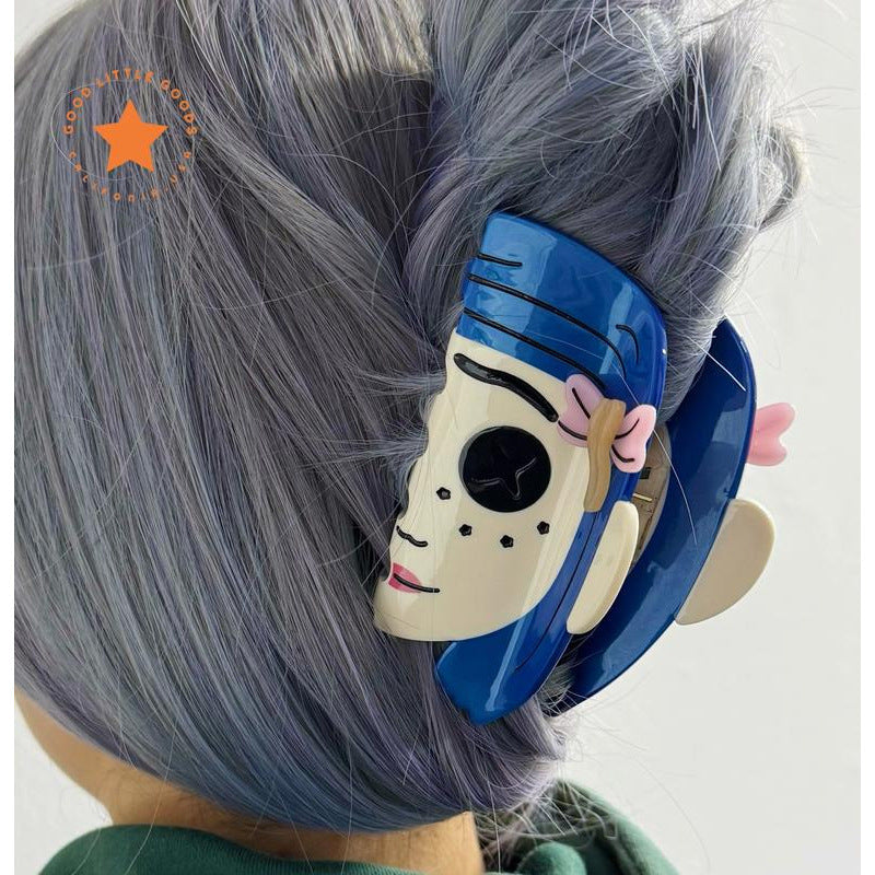 Button Eyes Hair Claw Clip