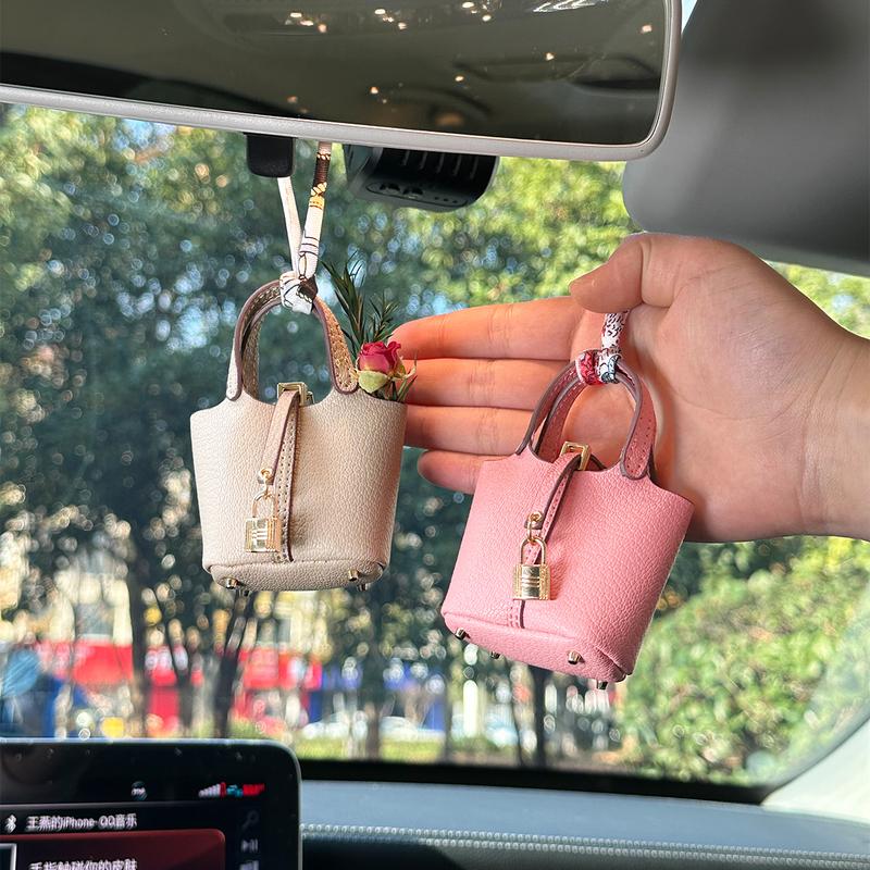 Mini Vegetable Basket Bag Pendant｜Hanging Accessories High Quality Leather Car Keychain｜Earphone Bag Pendant