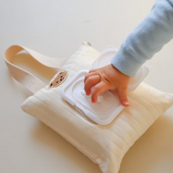 Reusable Wipes Pouch - Portable Refillable Paper Tissue Dispenser Travel Bag