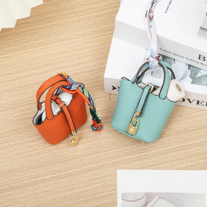 Mini Vegetable Basket Bag Pendant｜Hanging Accessories High Quality Leather Car Keychain｜Earphone Bag Pendant