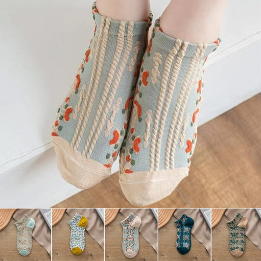 Vintage Embossed Cotton Socks