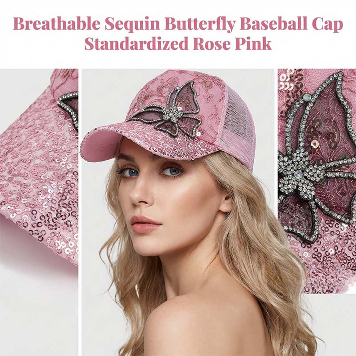 📢📢50% OFF !! ⏰👒Rhinestone Butterfly Sequin Baseball Cap🦋
