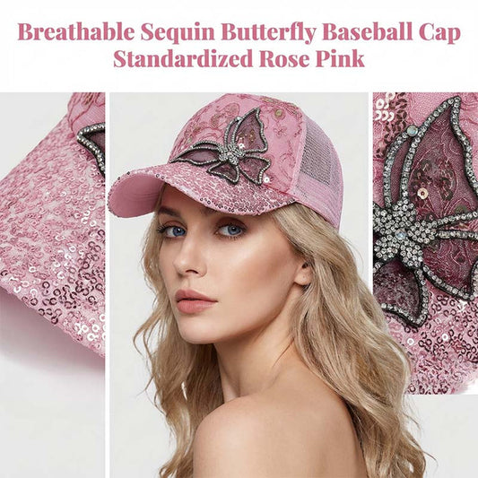 📢📢50% OFF !! ⏰👒Rhinestone Butterfly Sequin Baseball Cap🦋