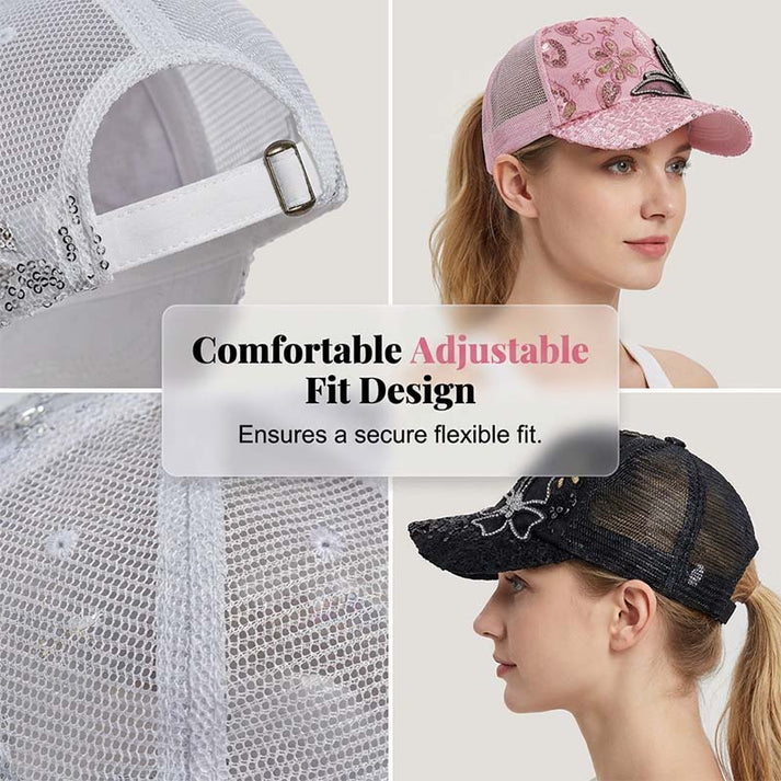 📢📢50% OFF !! ⏰👒Rhinestone Butterfly Sequin Baseball Cap🦋