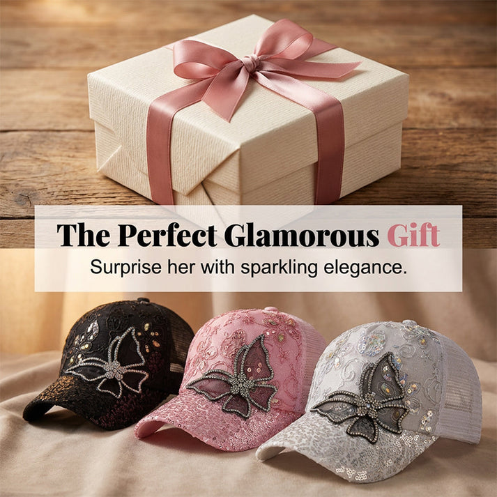 📢📢50% OFF !! ⏰👒Rhinestone Butterfly Sequin Baseball Cap🦋
