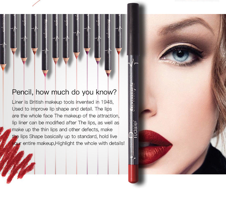 12 Colors Lip Liner Pencil Waterproof Non-Marking