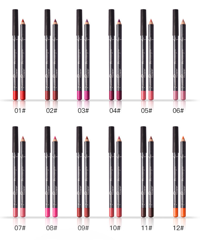 12 Colors Lip Liner Pencil Waterproof Non-Marking