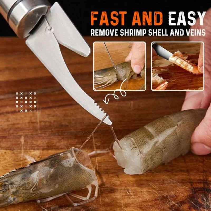 Multifunctional Fast Shrimp Peeler Stainless Steel 6 In 1 Fish Knife Shrimp Line Cutting /Scraping /Digging Knife Kitchen Tools